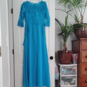 Chic Long Sleeve Blue Dress